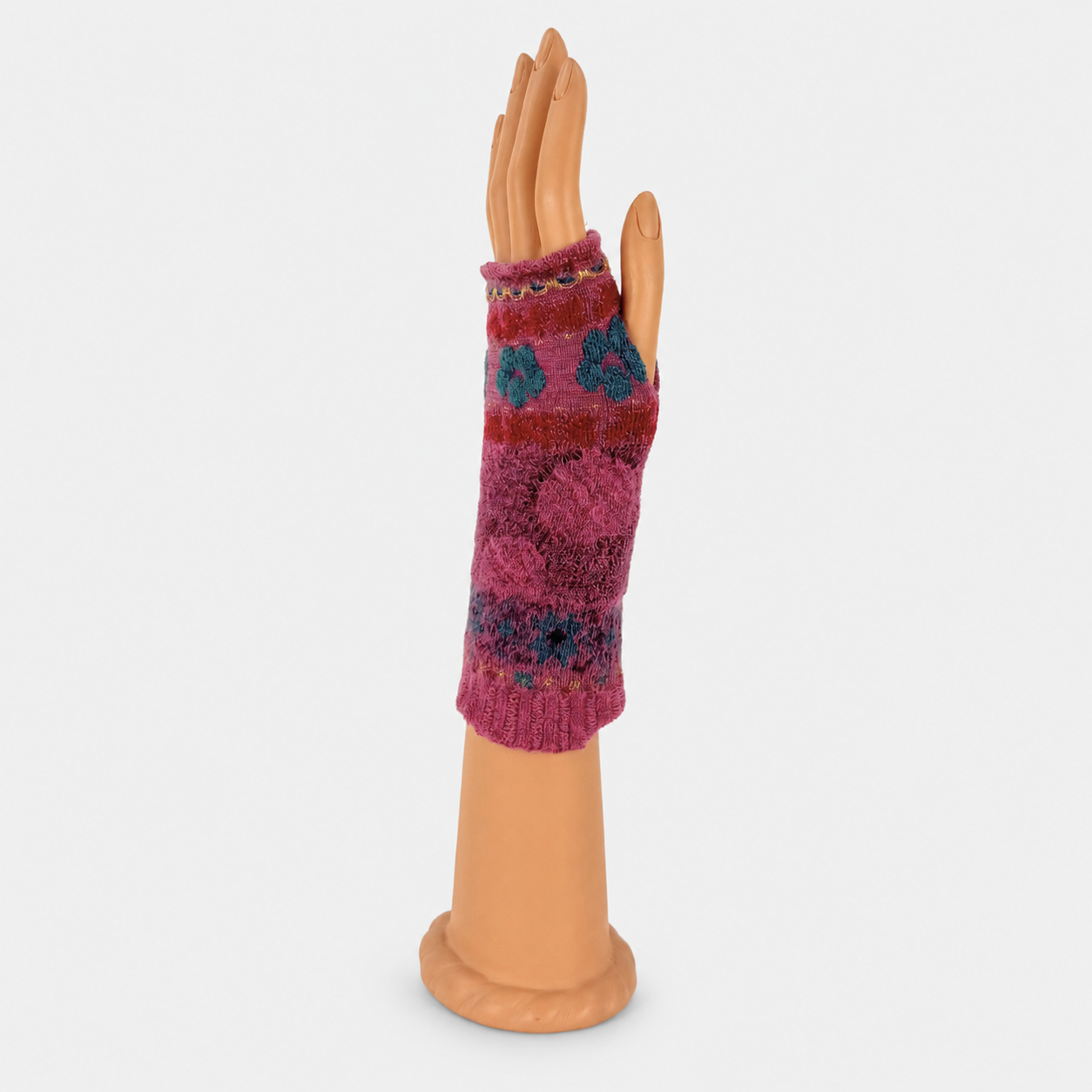 Short Fingerless Wool Glove in Dark Pink - Big Bag NY