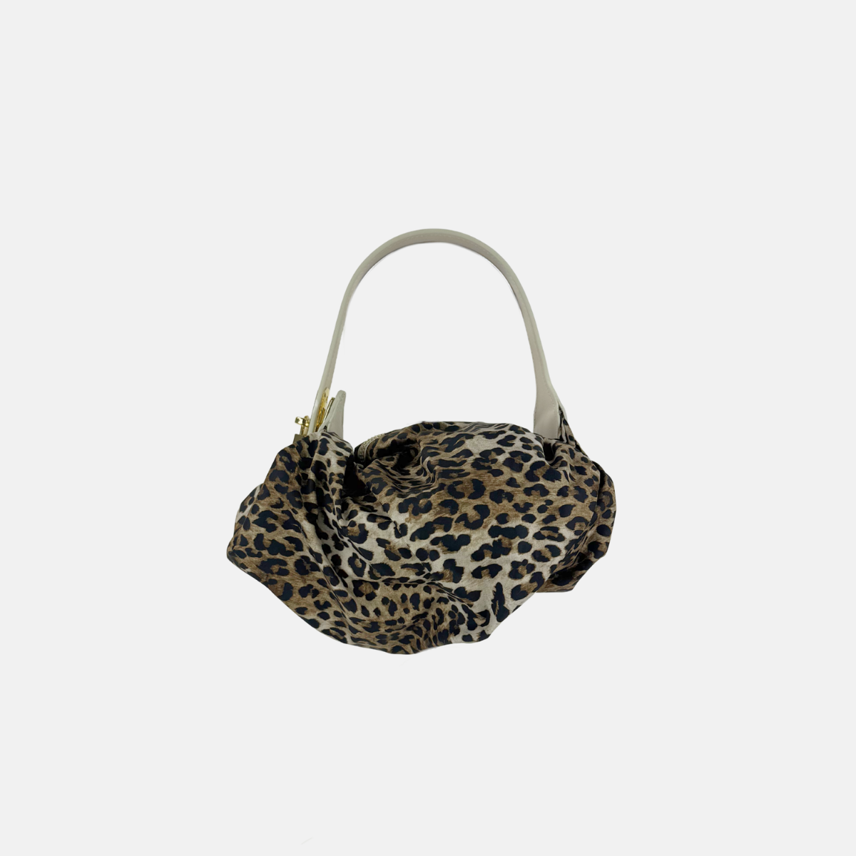 Silky Small Shoulder Bag in Leopard Print with Cream Trim - Big Bag NY