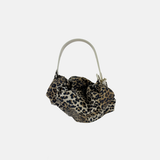 Silky Small Shoulder Bag in Leopard Print with Cream Trim - Big Bag NY
