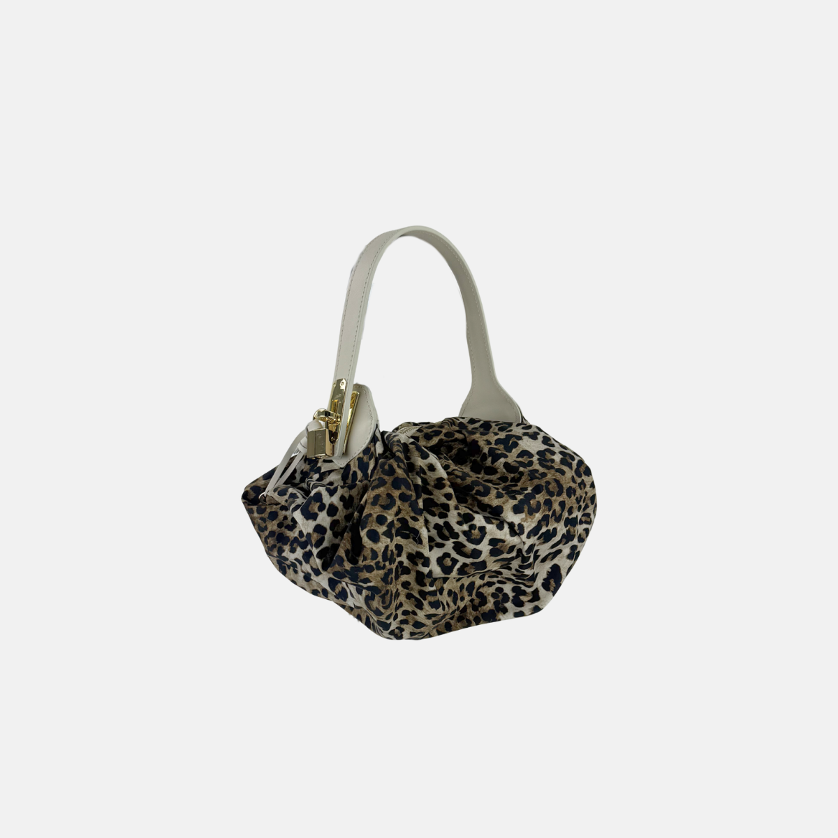 Silky Small Shoulder Bag in Leopard Print with Cream Trim - Big Bag NY