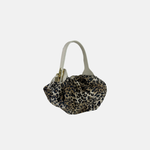 Silky Small Shoulder Bag in Leopard Print with Cream Trim - Big Bag NY