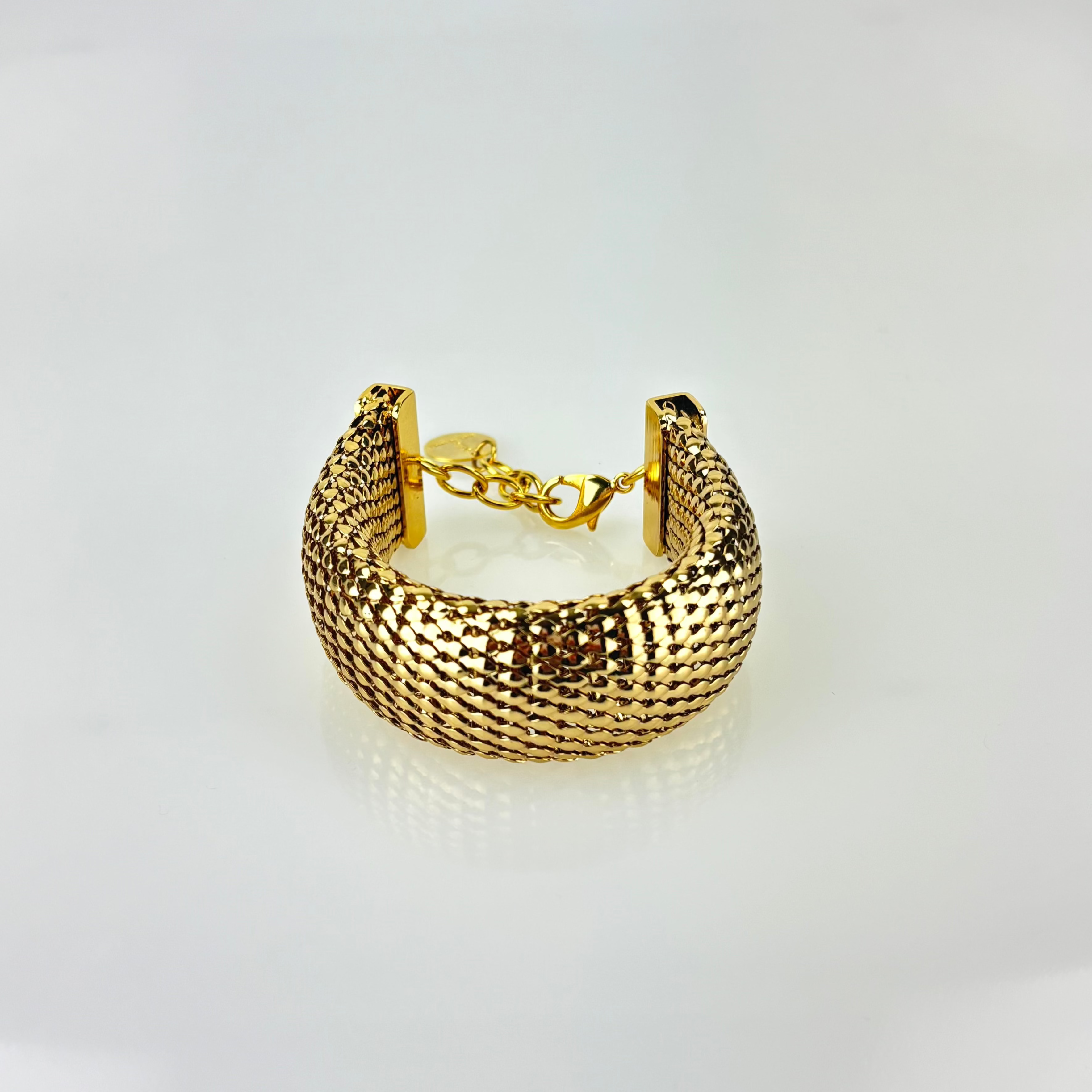 Silvia Gnecchi Serpent Metal Mesh Cuff Bracelet Gold  - Big Bag NY
