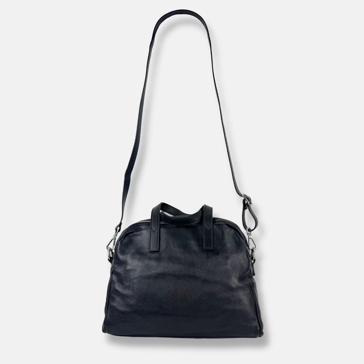 Small Double Zipper Top Handle Satchel Tote Bag - Big Bag NY