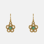 Small Gold Pyrite and Blue Topaz Flower Earrings - Big Bag NY