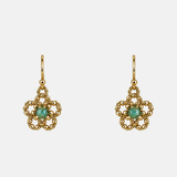 Small Gold Pyrite and Blue Topaz Flower Earrings - Big Bag NY