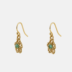 Small Gold Pyrite and Blue Topaz Flower Earrings - Big Bag NY