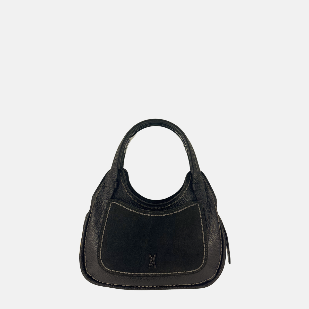 Small LUNA Soft Leather and Suede Flap Hobo Bag - Big Bag NY