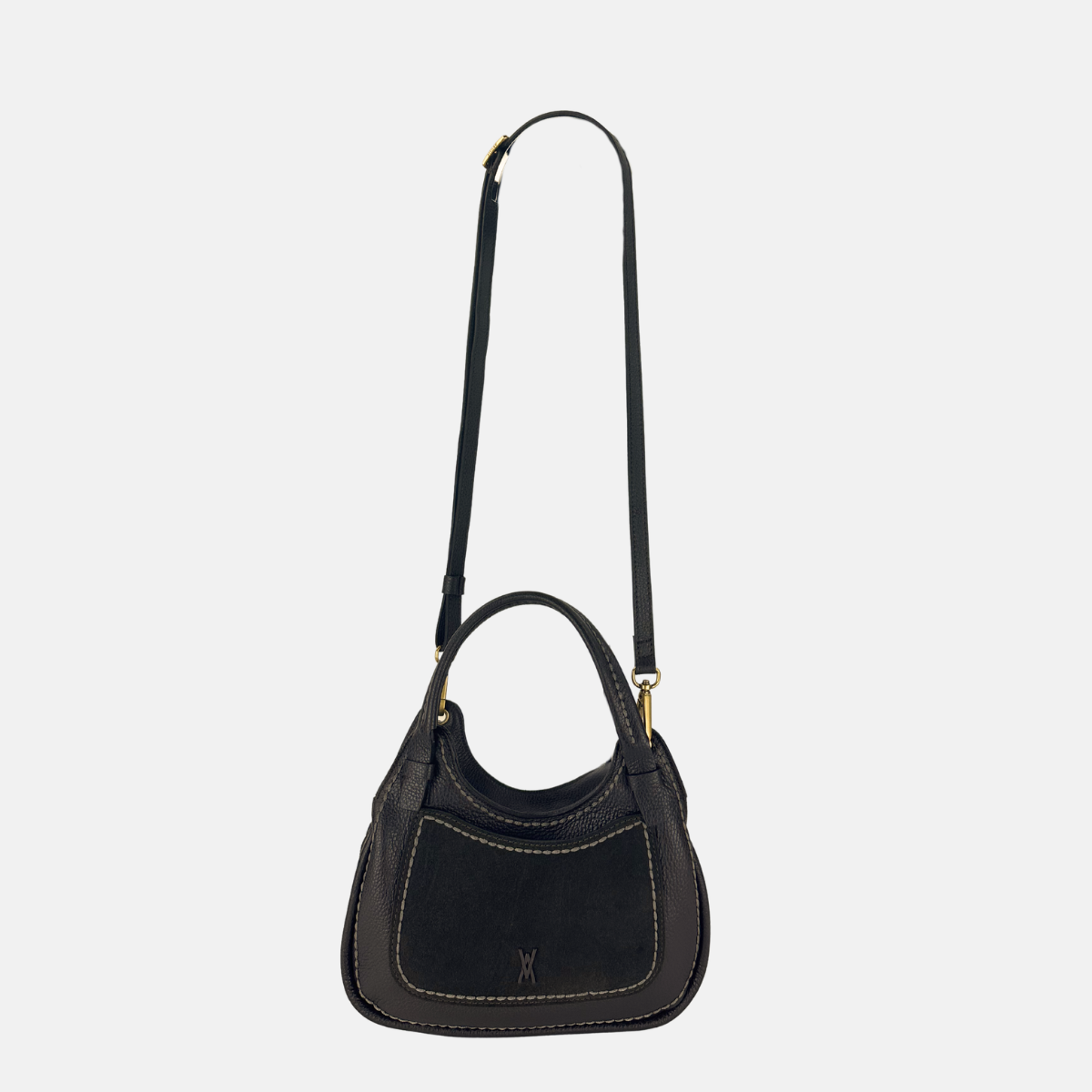 Small LUNA Soft Leather and Suede Flap Hobo Bag - Big Bag NY