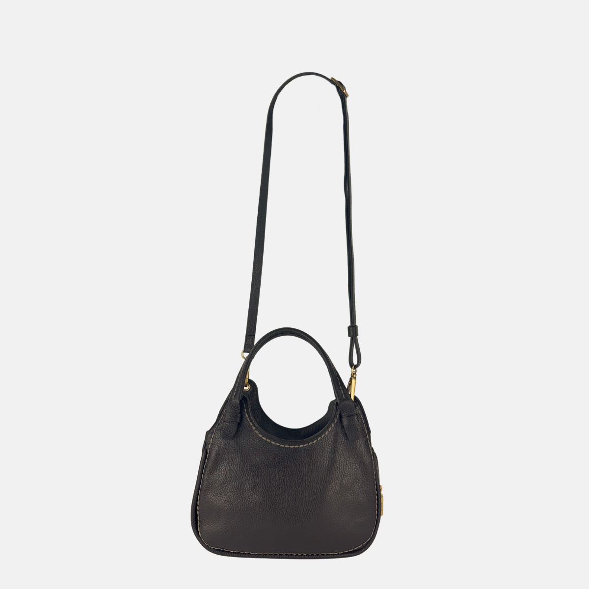 Small LUNA Soft Leather and Suede Flap Hobo Bag - Big Bag NY