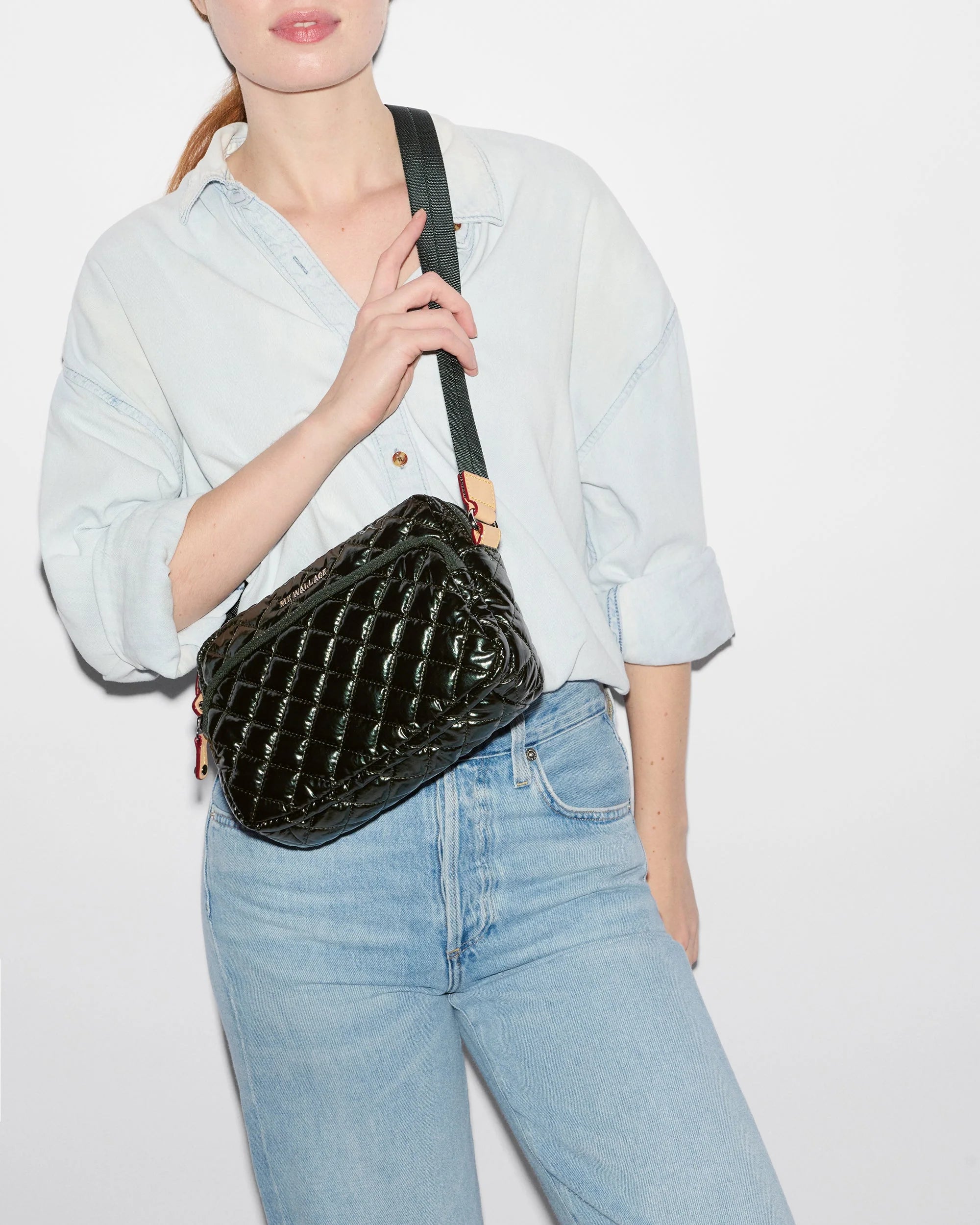 Small Metro Camera Bag in Dark Green Metallic - Big Bag NY