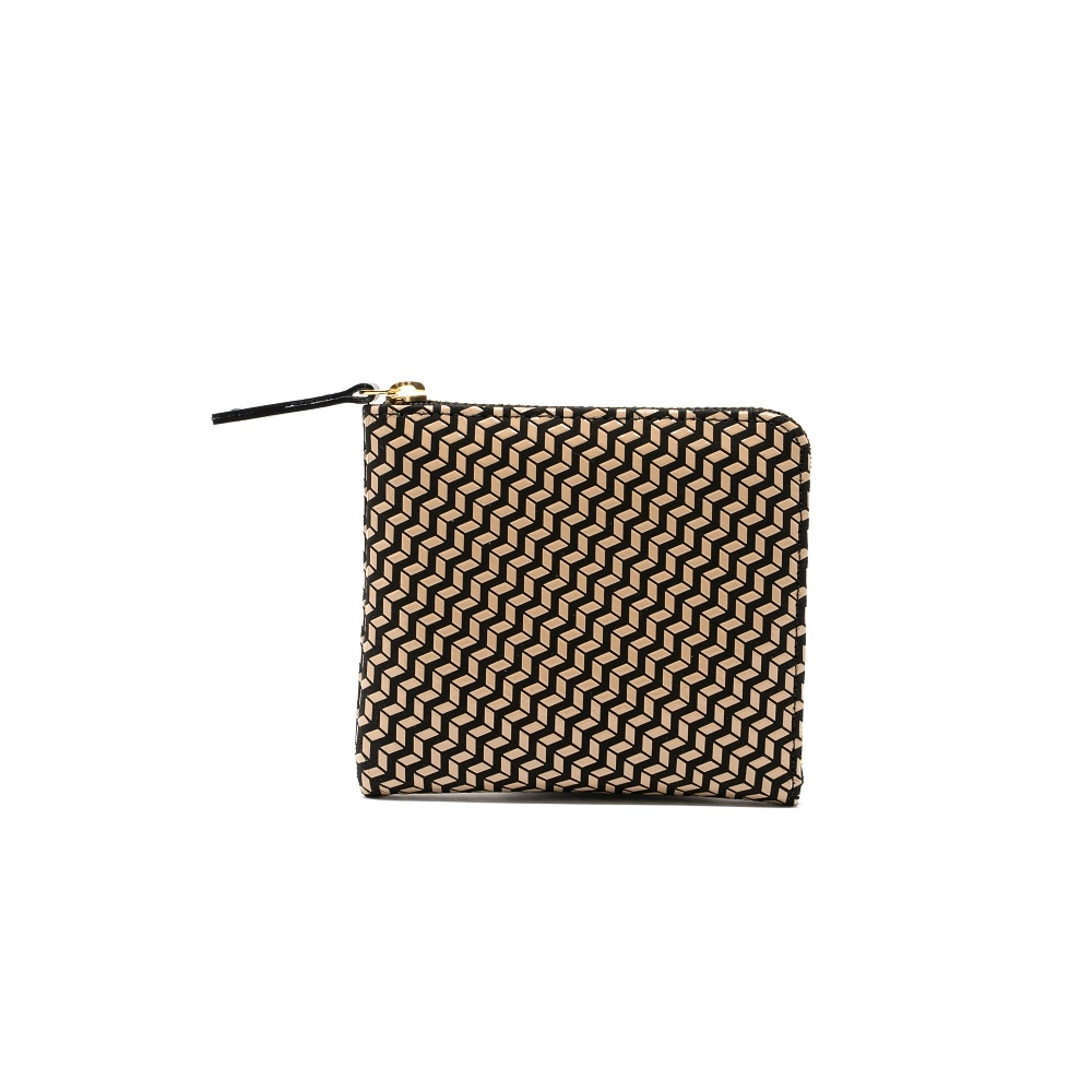 Small Wallet Zip Card and Coin Case Chevron Ivory - Big Bag NY