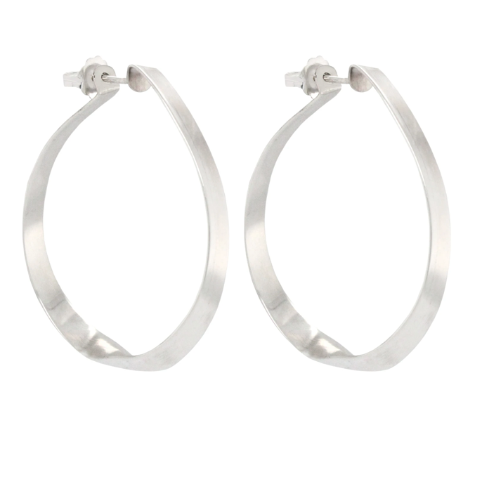 Sterling Silver Medium Twist Hoop Earrings - Big Bag NY