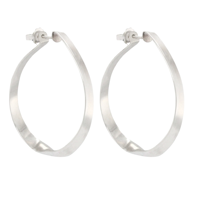 Sterling Silver Medium Twist Hoop Earrings - Big Bag NY