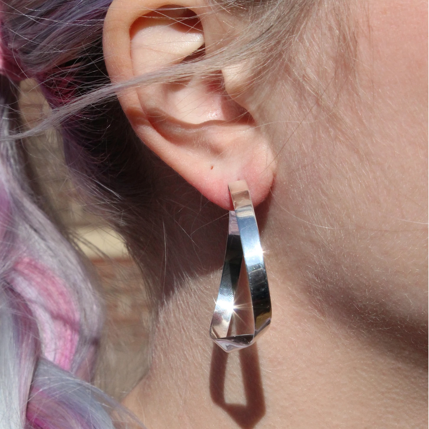 Sterling Silver Medium Twist Hoop Earrings - Big Bag NY