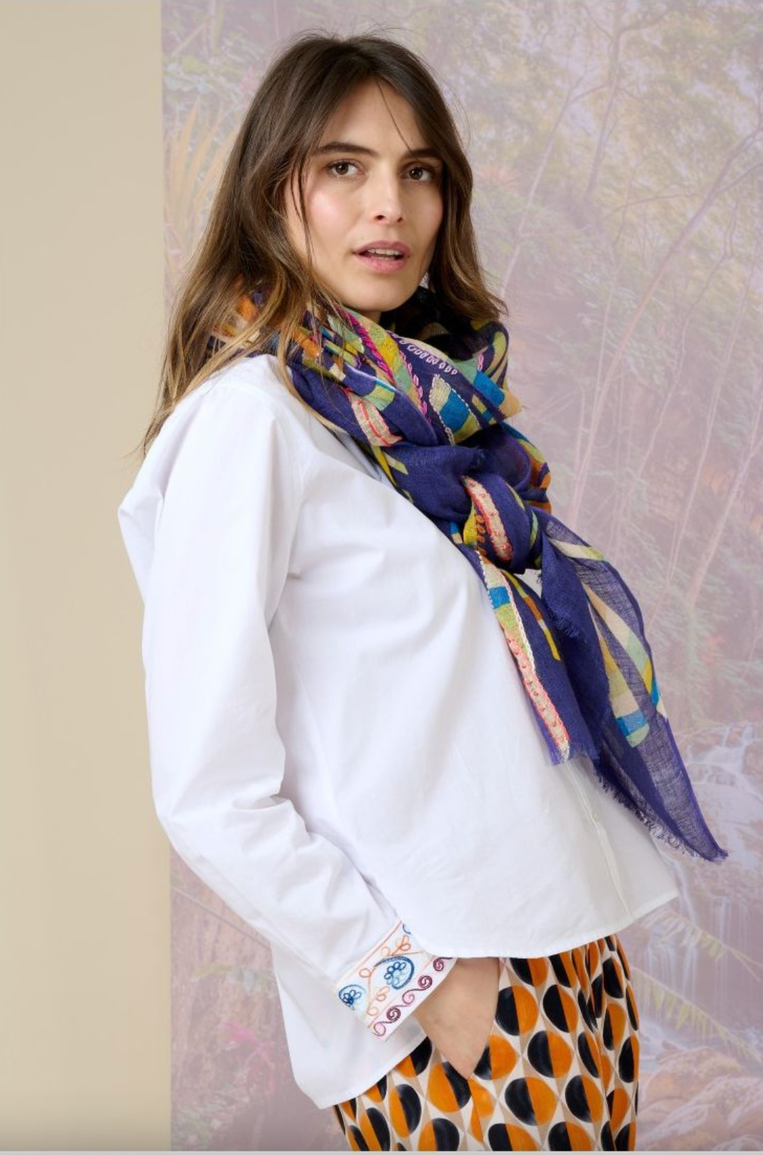 Storiatipic Albane Linen Scarf Bleu - Big Bag NY 