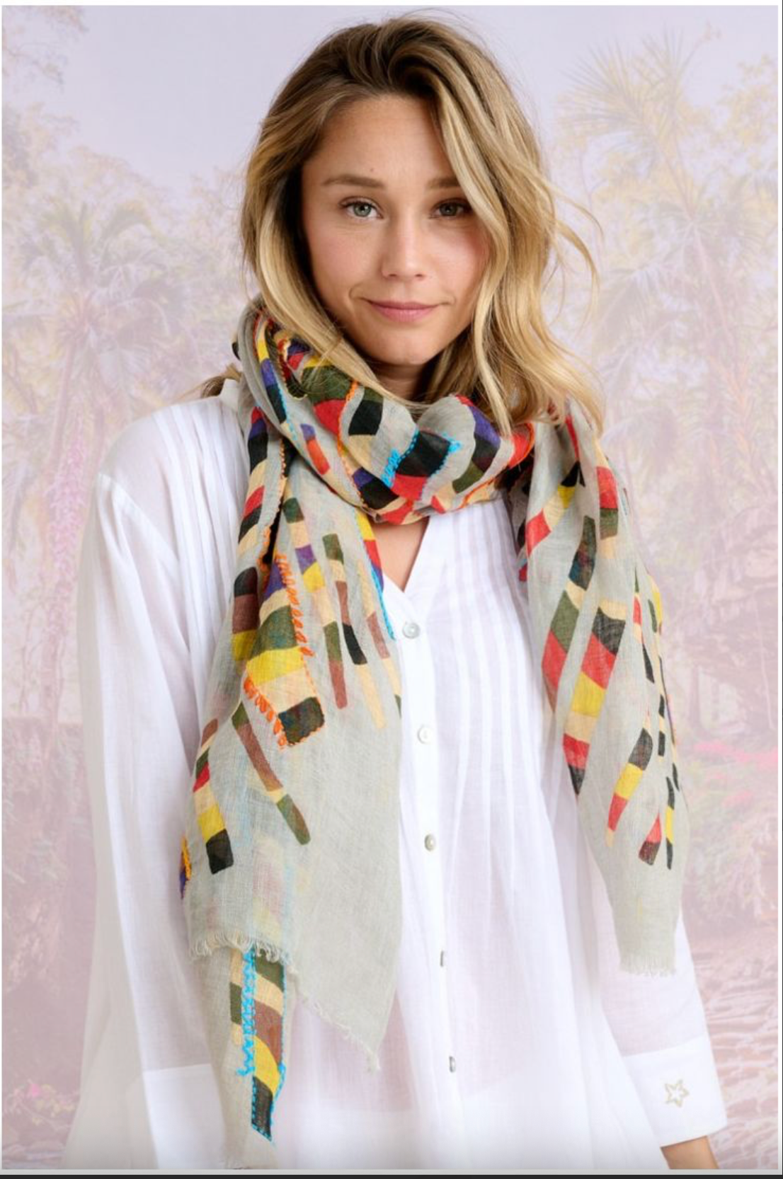 Storiatipic Albane Linen Scarf Gris - Big Bag NY