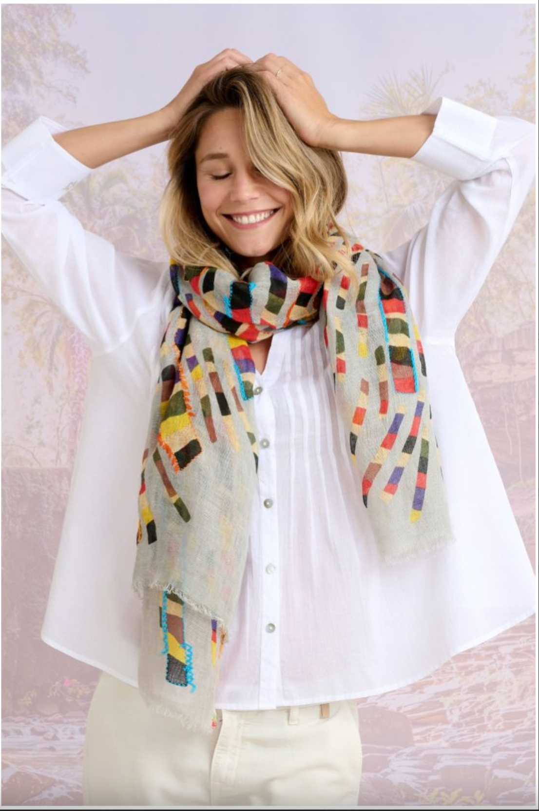 Storiatipic Albane Linen Scarf Gris - Big Bag NY