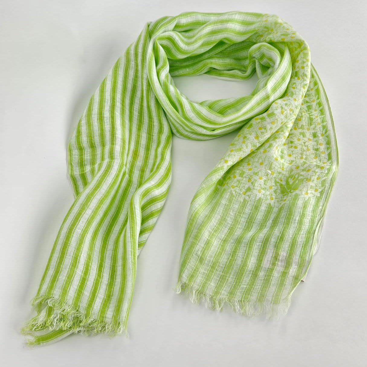 Striped Daisy Linen Scarf - Big Bag NY
