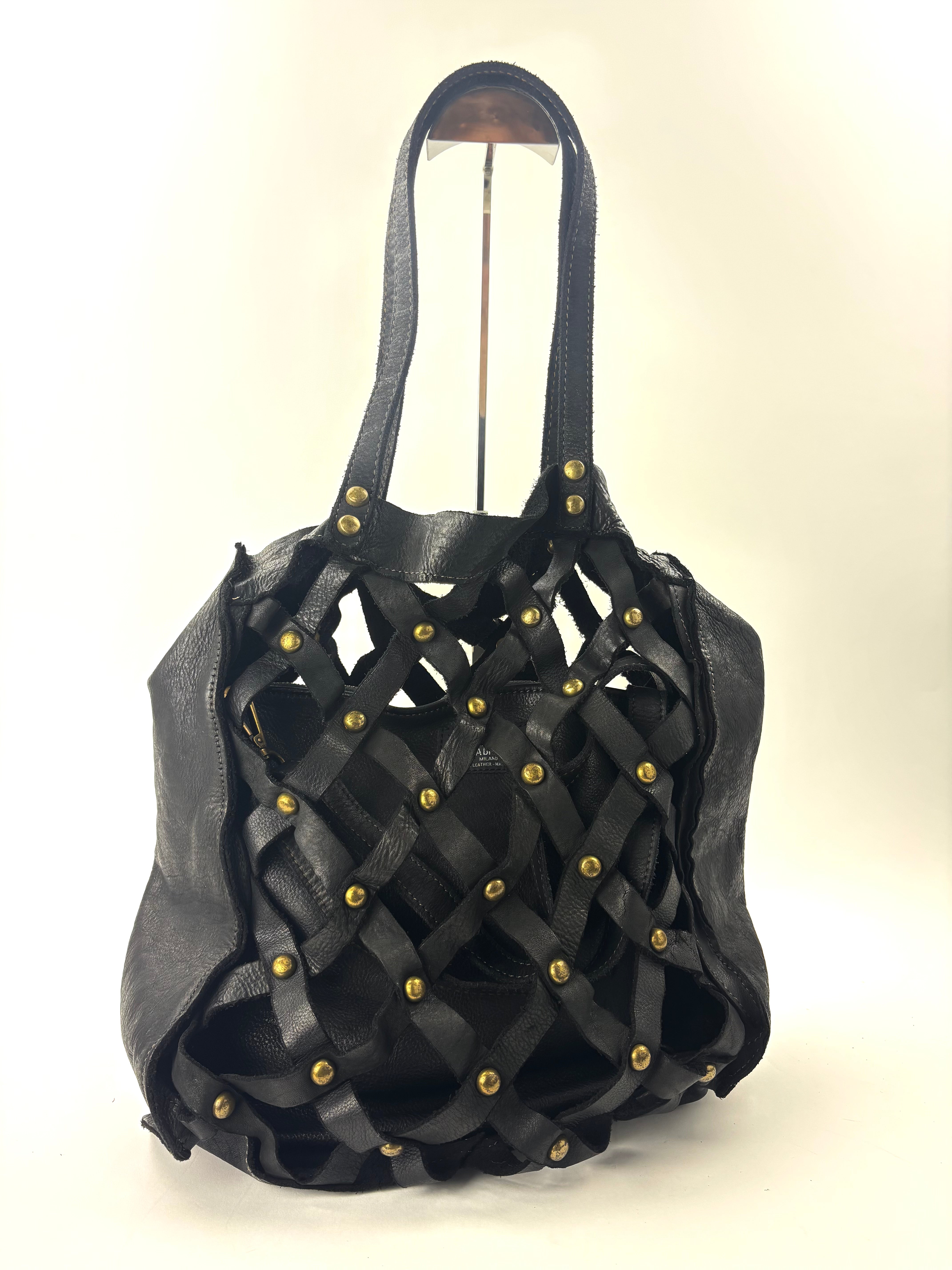 Studded Crossbody Shoulder Bag Black - Big Bag NY