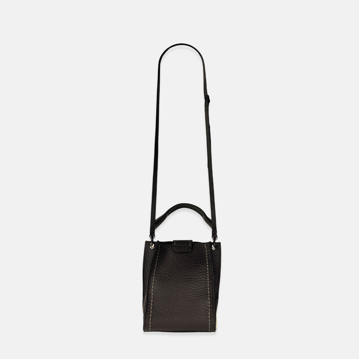 Top Handle Tote Mini Leather Phone Bag Dark Brown- Big Bag NY