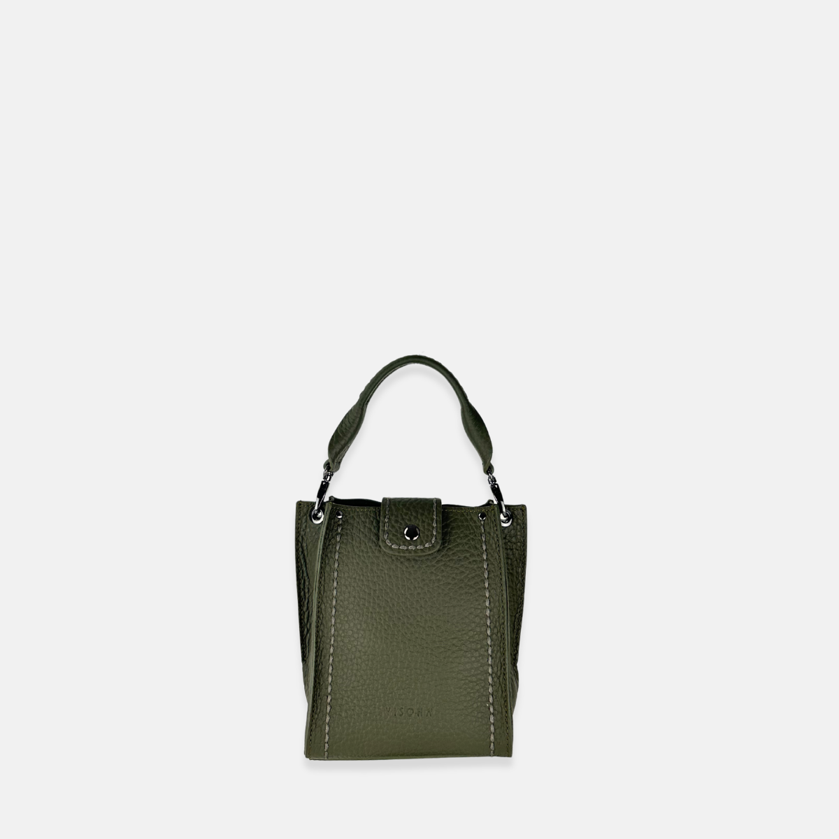 Top Handle Tote Mini Leather Phone Bag Green- Big Bag NY
