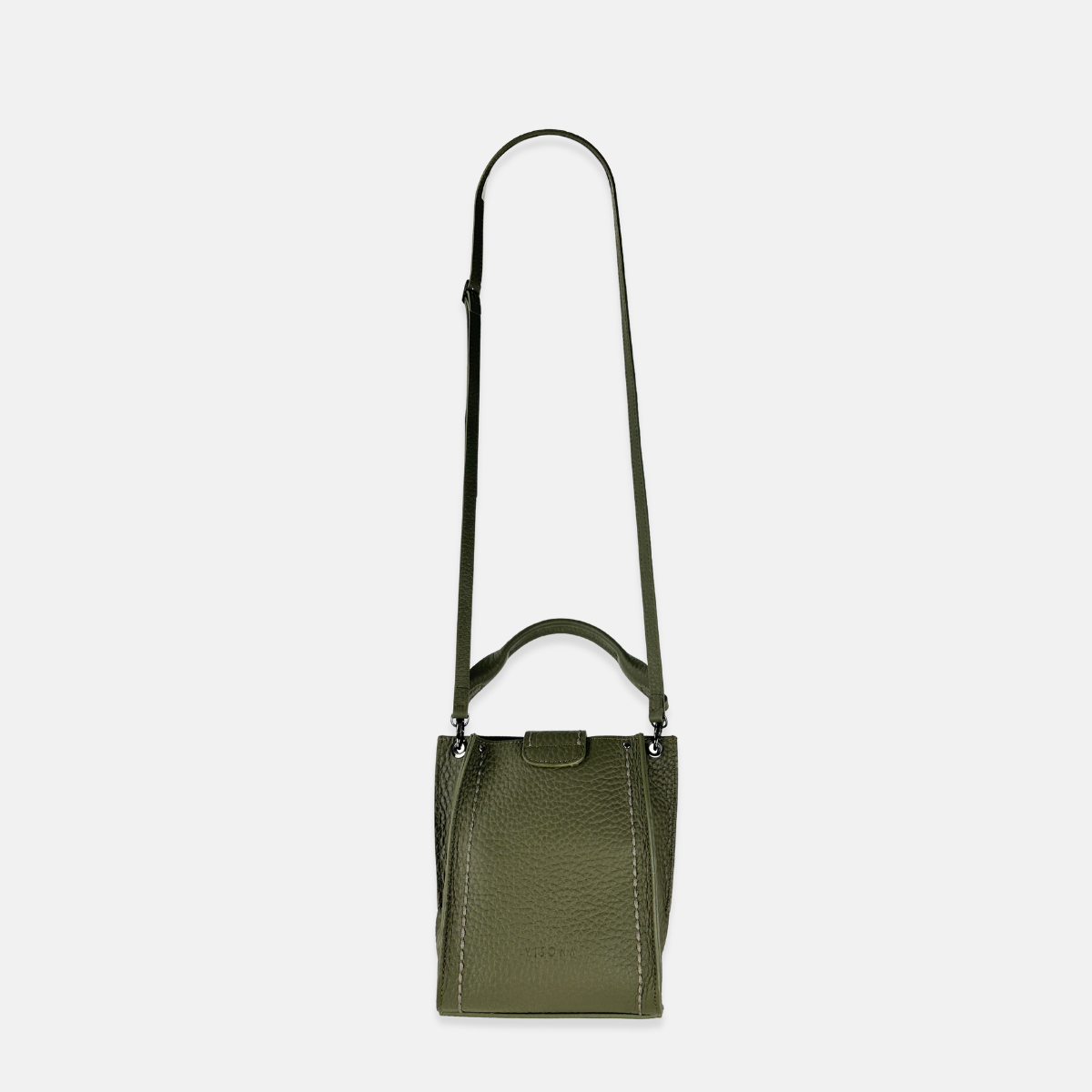 Top Handle Tote Mini Leather Phone Bag Green- Big Bag NY