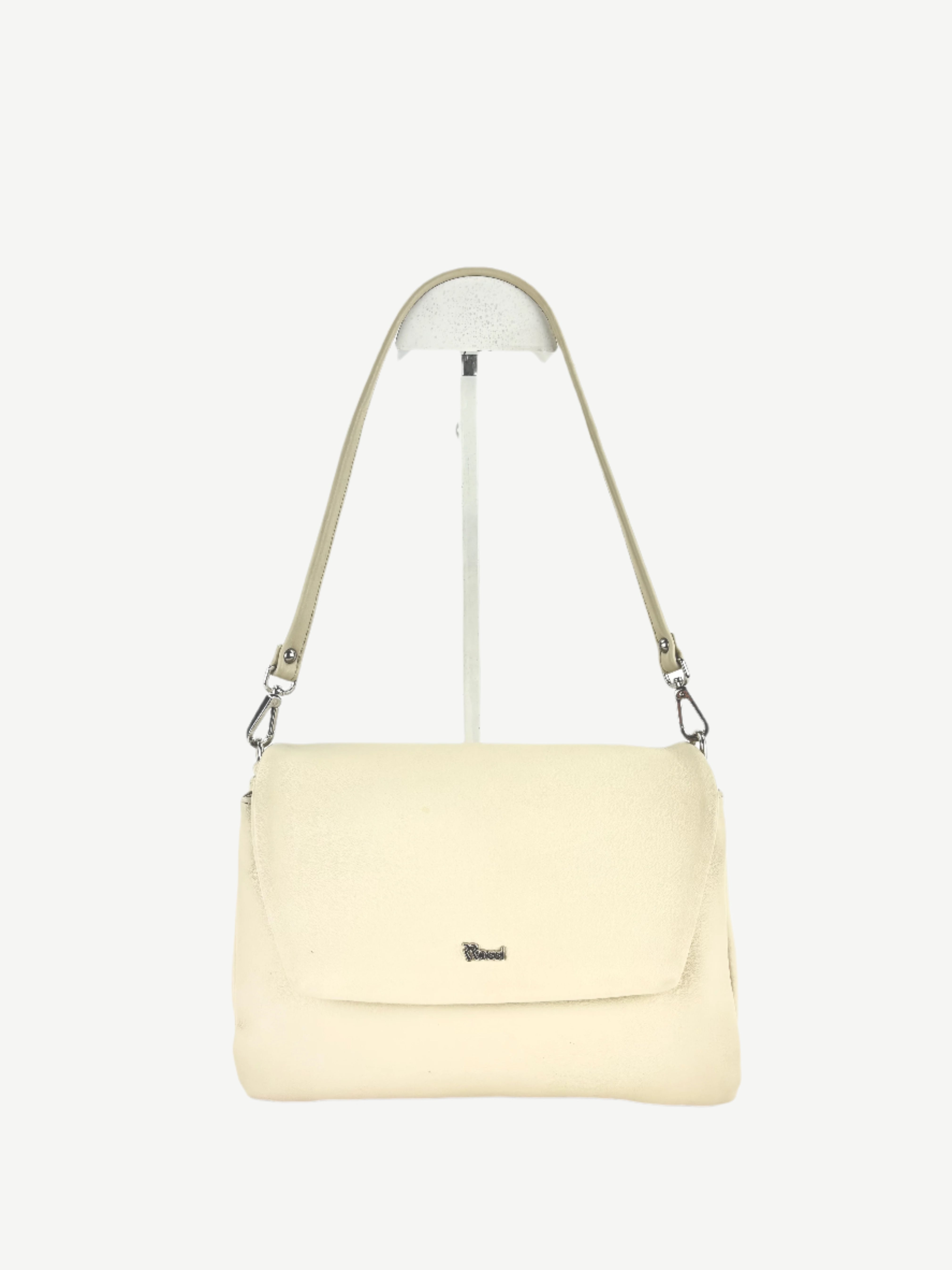 Triple Compartment Small Shoulder Bag Beige - Big Bag NY