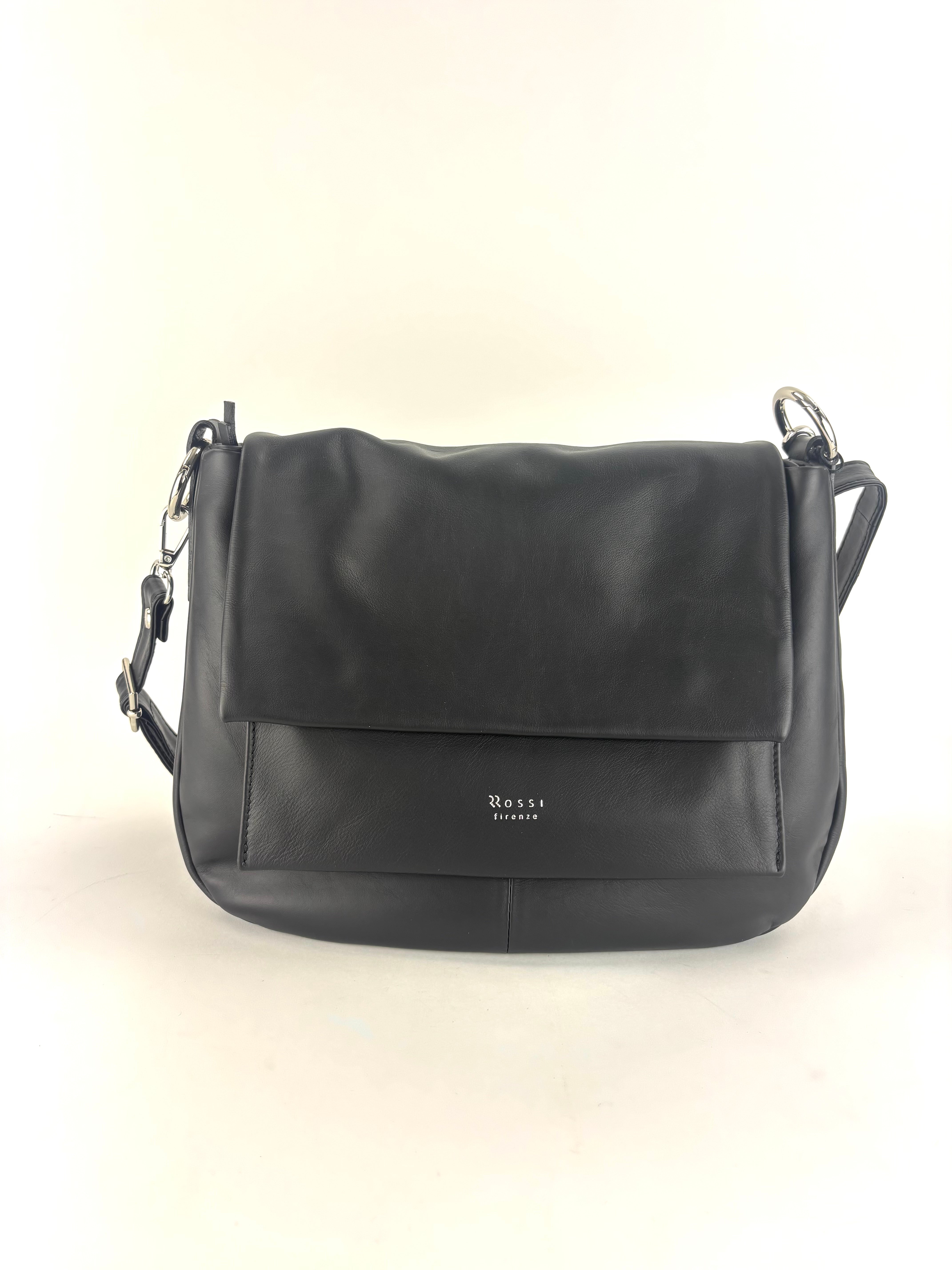 Ultrasmooth Calfskin Multi Compartment Shoulder Bag Black - Big Bag NY