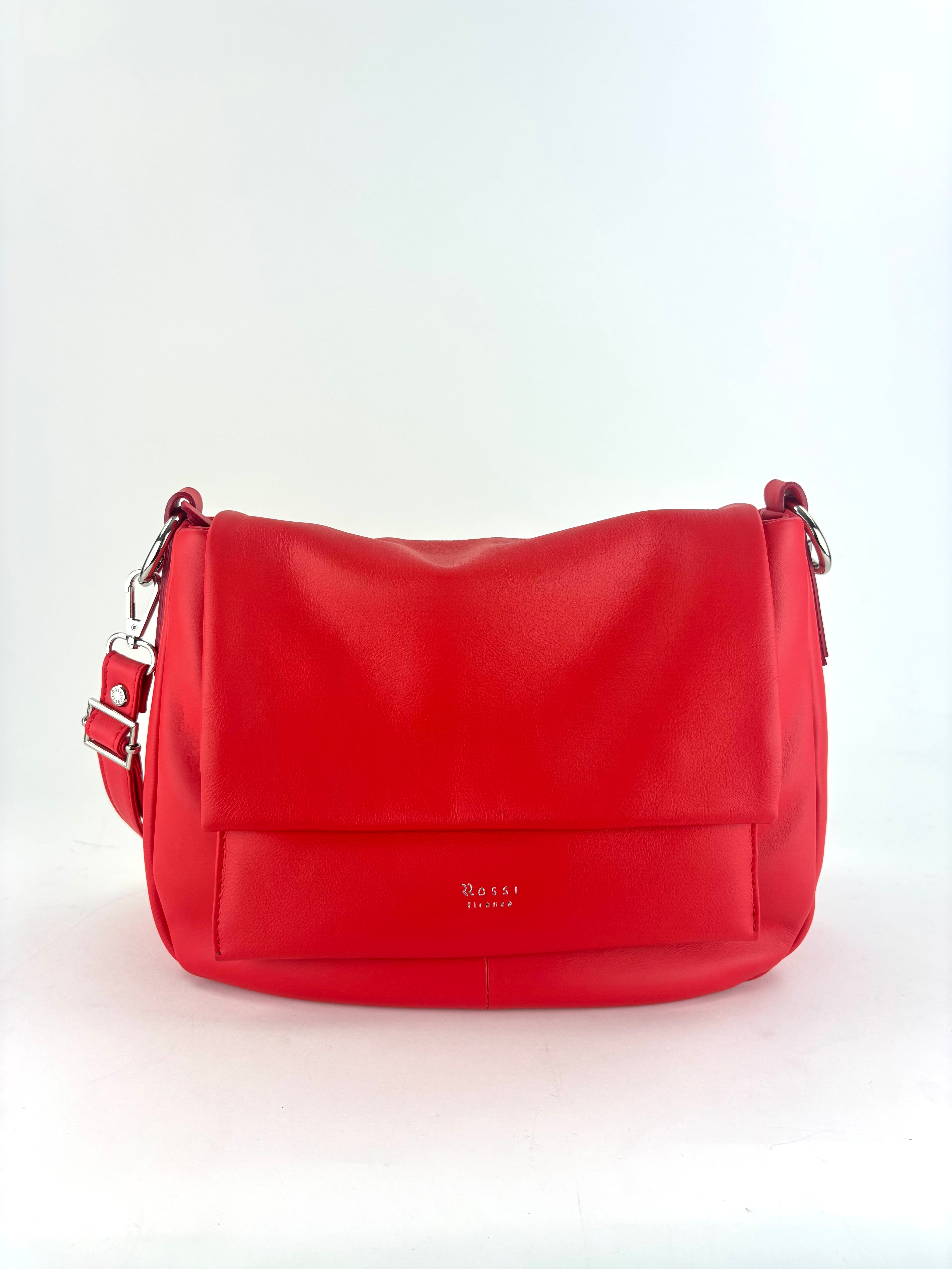 Ultrasmooth Calfskin Multi Compartment Shoulder Bag Red - Big Bag NY