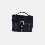 Campomaggi PORZIA Small Black Satchel Bag with Gold Buckle - Big Bag NY