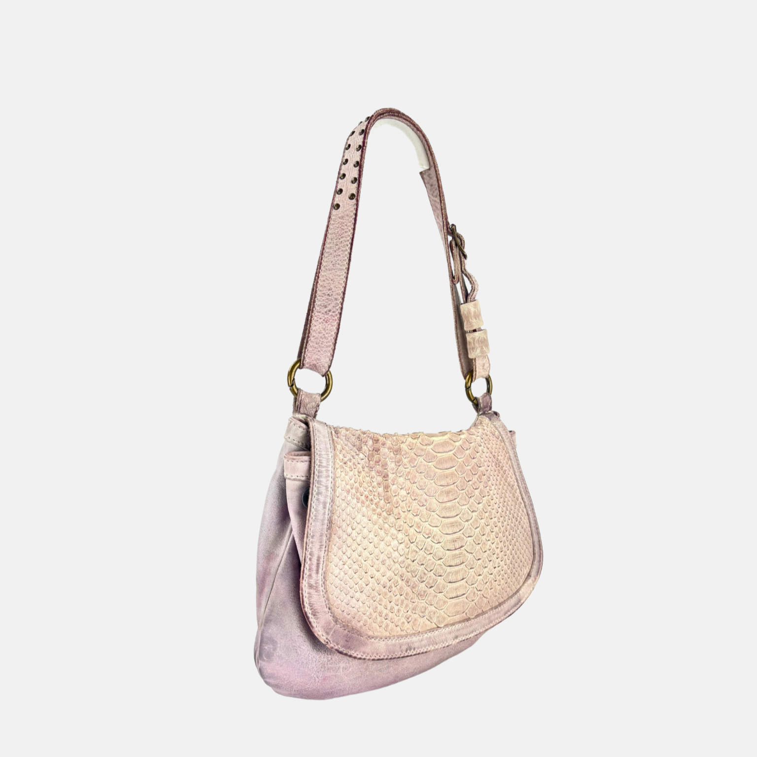 Reptile's House Pink Snakeskin Shoulder Bag - Big Bag NY
