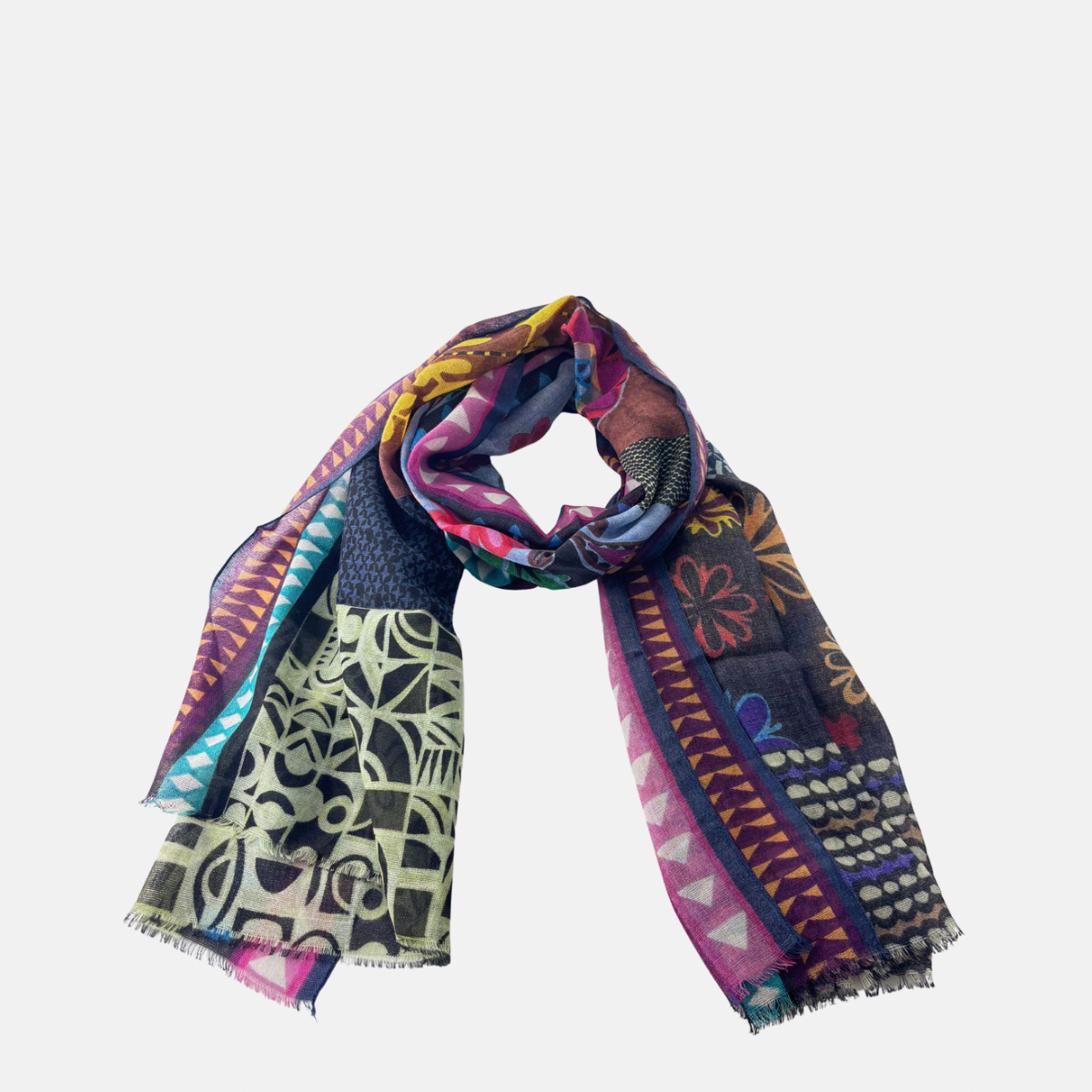 Barbieri Mixed Florals Wool Scarf - Big Bag NY