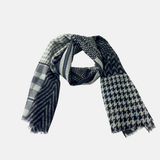 Mixed Print Houndstooth Wool Scarf