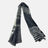 Mixed Print Houndstooth Wool Scarf