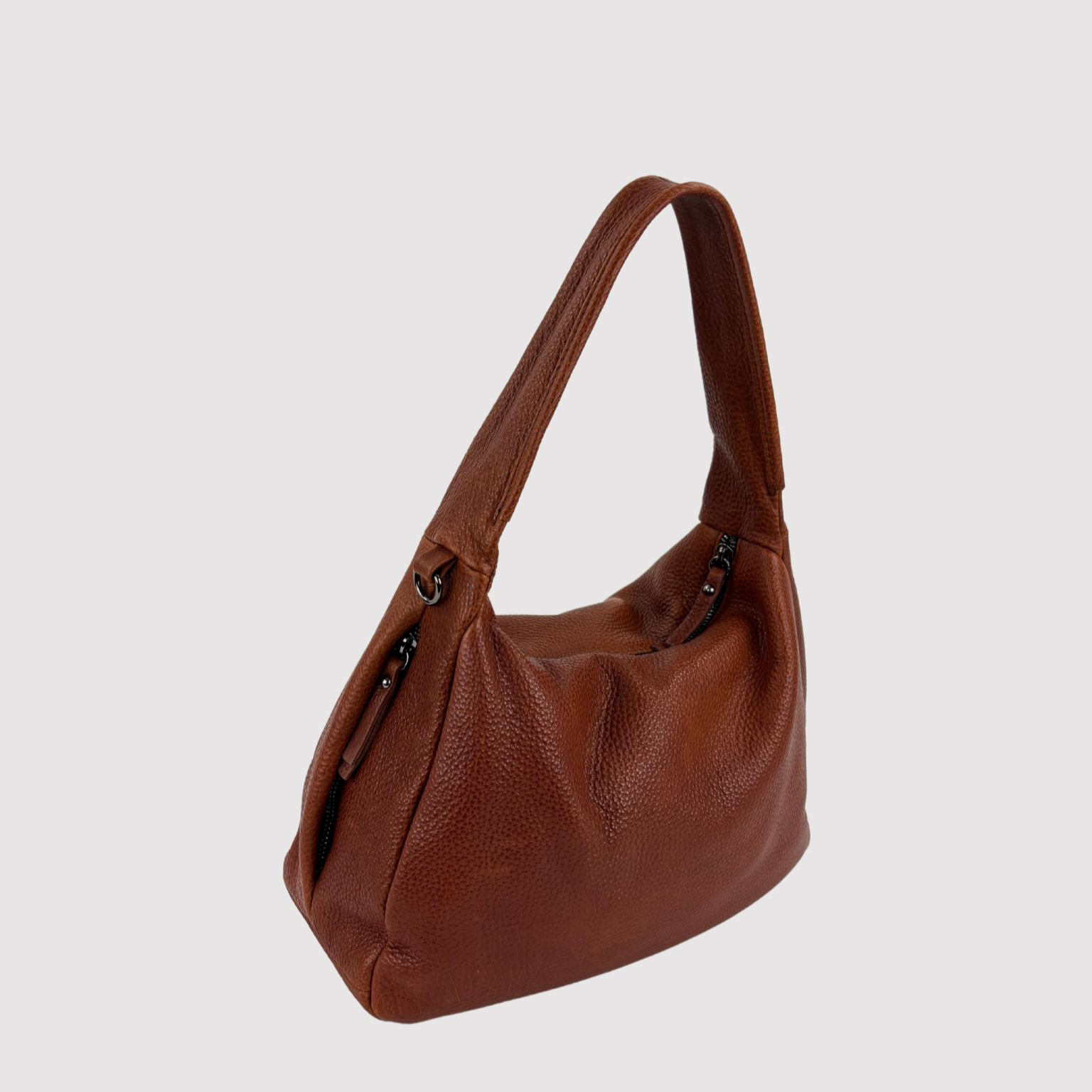 Rossi Pebbled Leather Hobo - Cognac - Big Bag NY