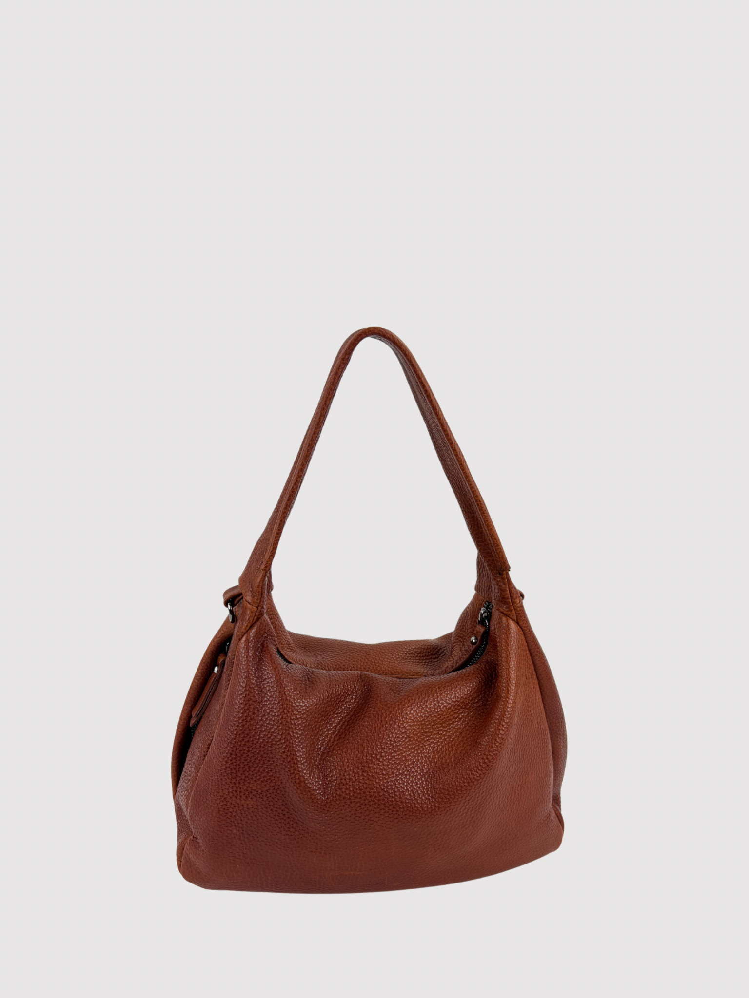 Rossi Pebbled Leather Hobo - Cognac - Big Bag NY