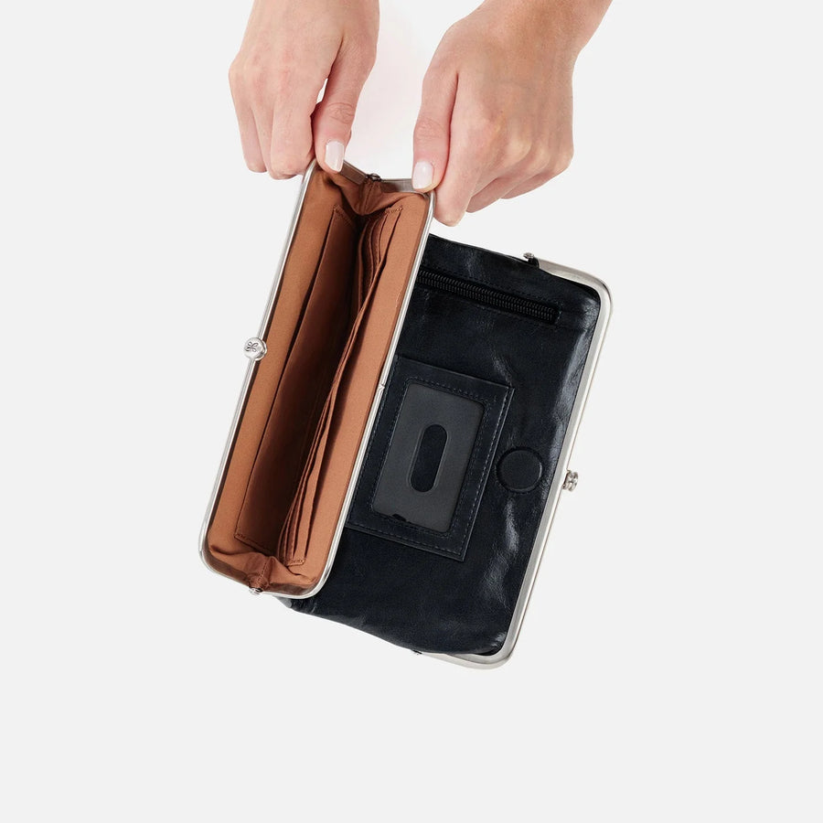Hobo Lauren Clutch-Wallet in Polished Leather Black - Big Bag NY