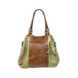 VLD Large Satchel Treated Leather Bag Green Wood