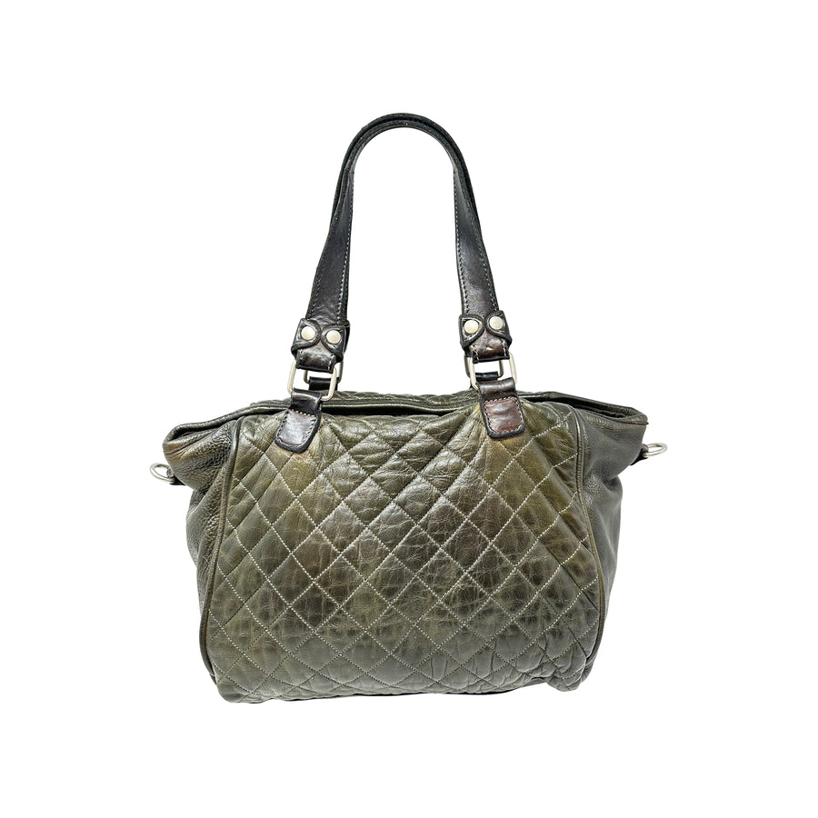 VLD Quilted Leather Tote Olive
