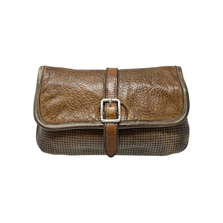 VLD  Small Perforated Treated Leather Crossbody Bag