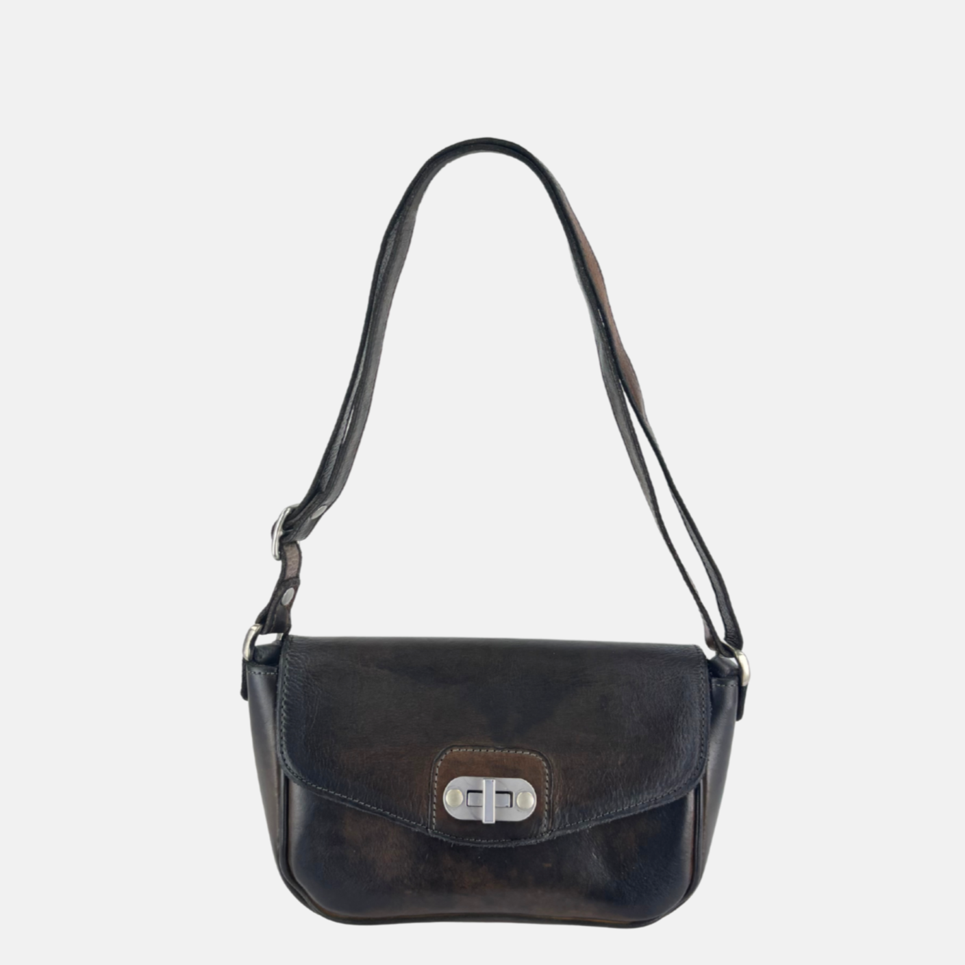 VLD FLAPPING HARD Small Turnlock Bag in Dark Ebano Brown - Big Bag NY