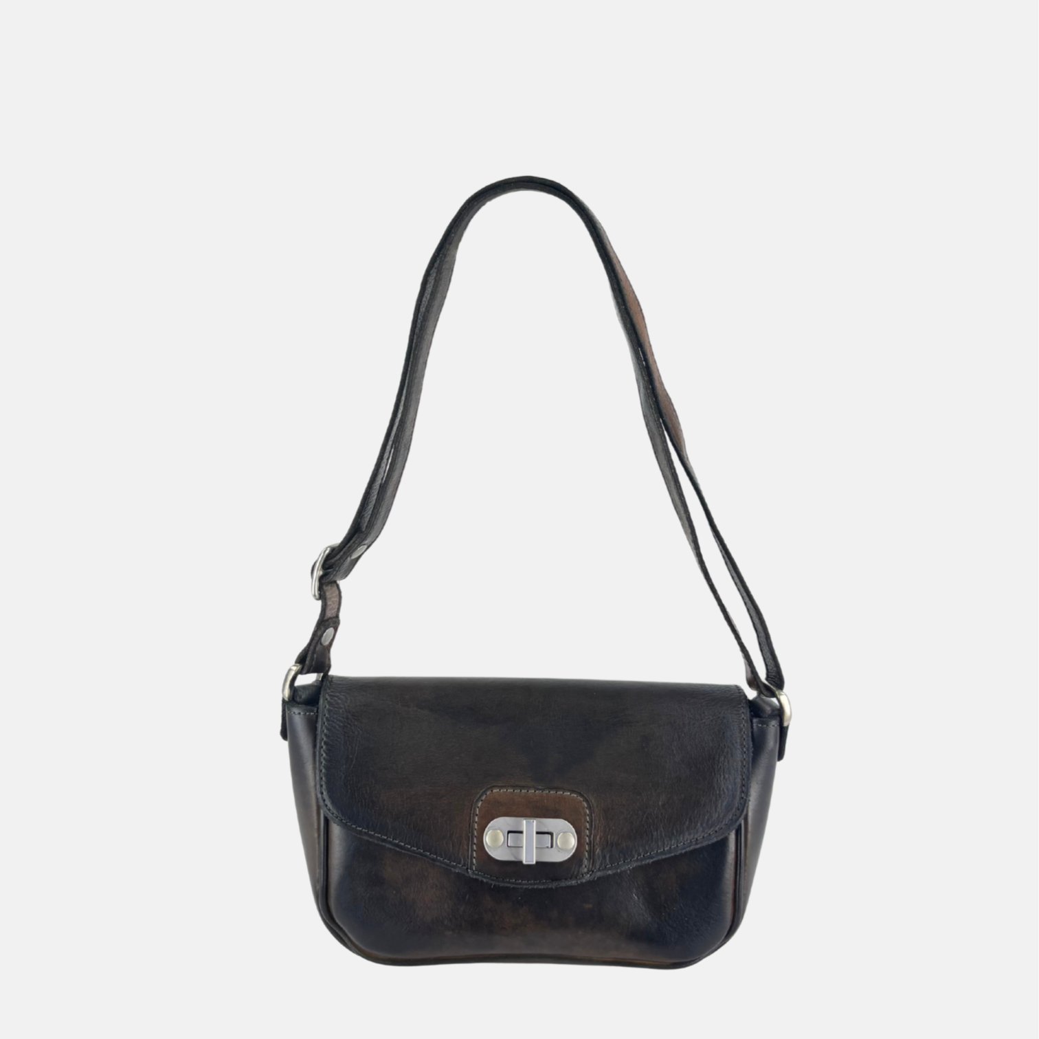 VLD FLAPPING HARD Small Turnlock Bag in Dark Ebano Brown - Big Bag NY