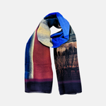 Vert Lago Abstract Blue Wool Scarf - Big Bag NY