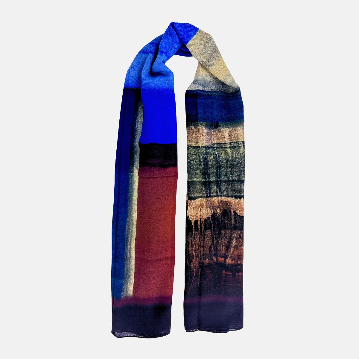 Vert Lago Abstract Blue Wool Scarf - Big Bag NY