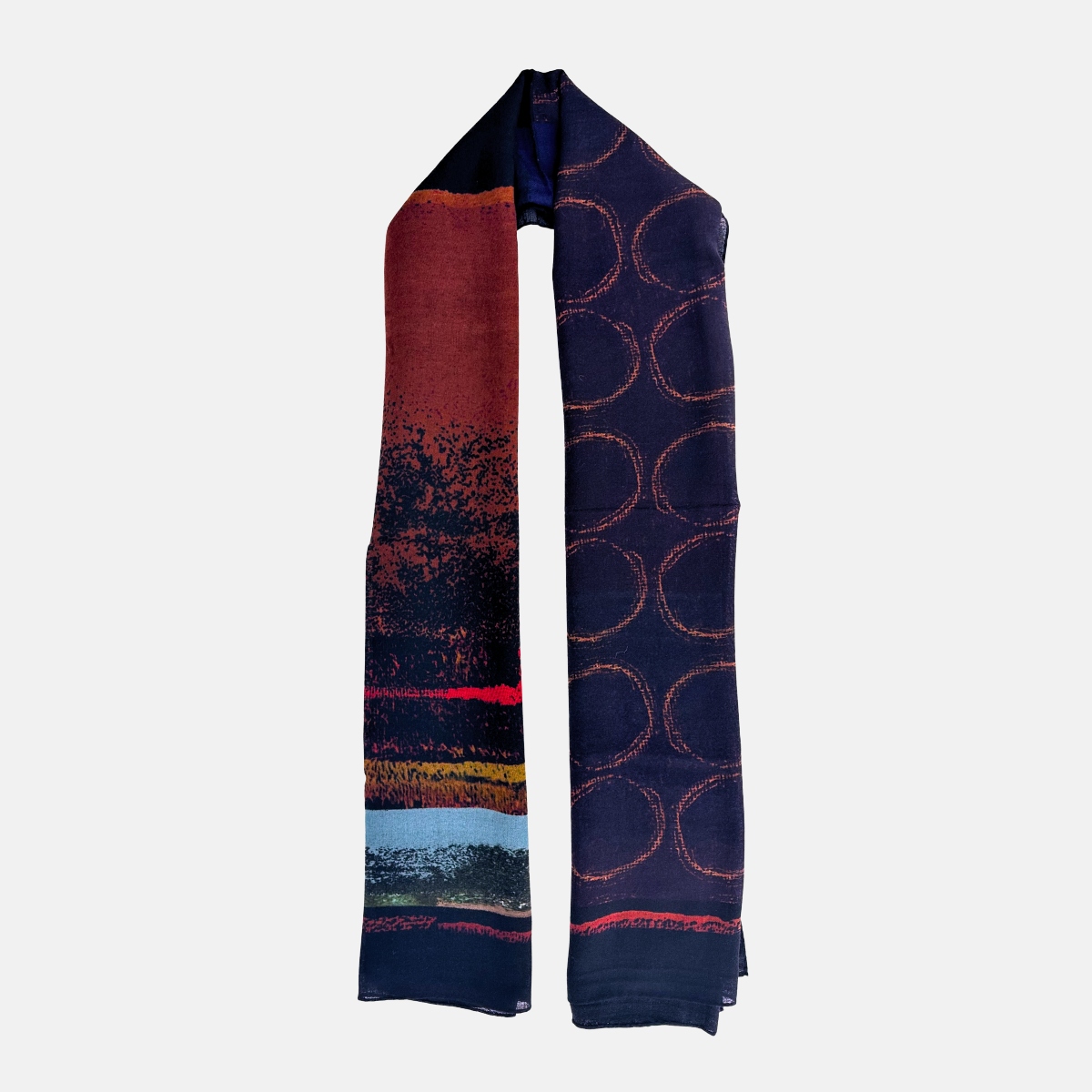 Vert Lago Abstract Orange Wool Long Scarf - Big Bag NY