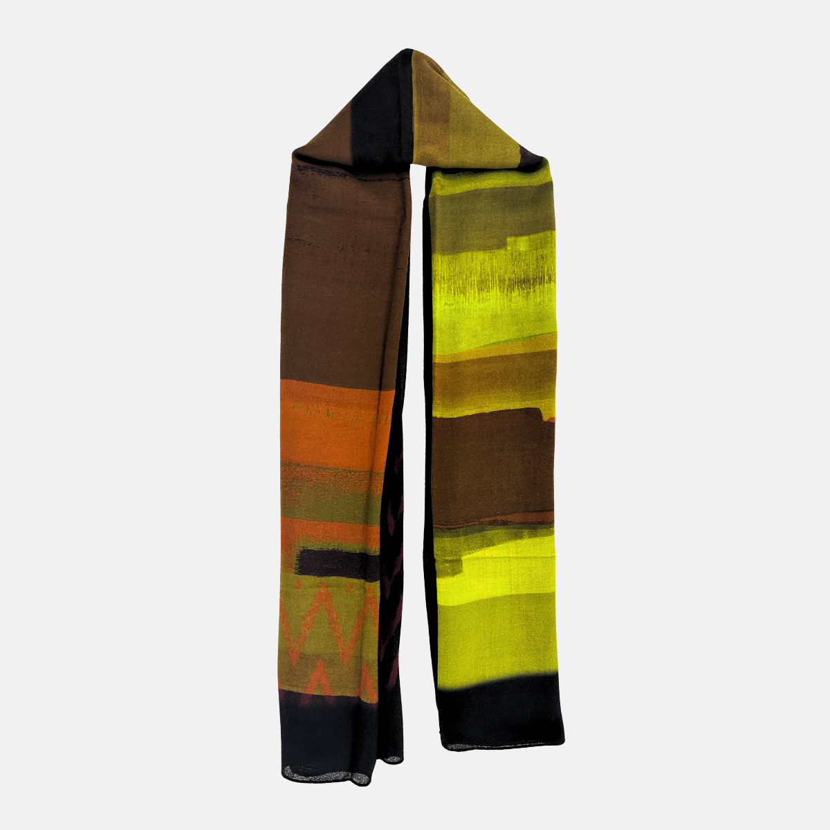 Vert Lago Abstract Yellow Wool Long Scarf - Big Bag NY