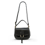 Plinio Visona Small Crossbody Saddlebag in Black - Big Bag NY