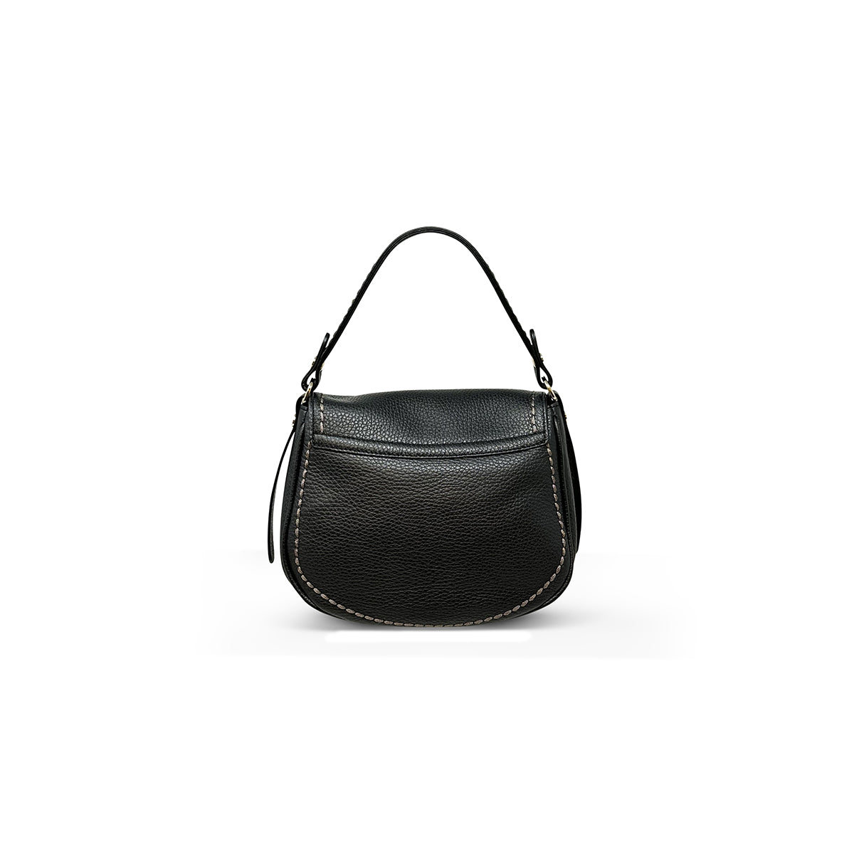 Plinio Visona Small Crossbody Saddlebag in Black - Big Bag NY