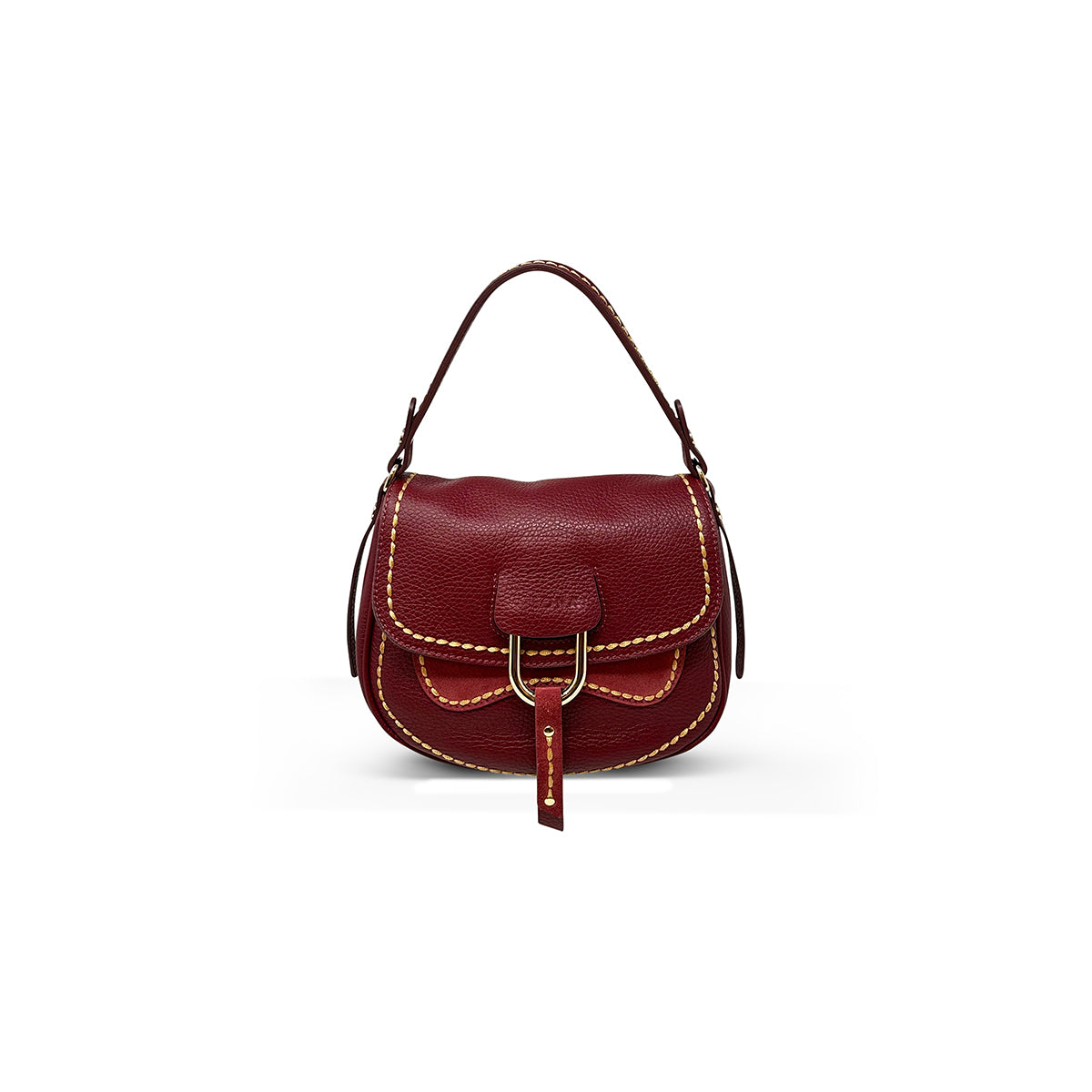 Plinio Visona Small Crossbody Saddlebag in Burgundy - Big Bag NY