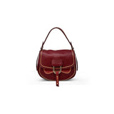 Plinio Visona Small Crossbody Saddlebag in Burgundy - Big Bag NY